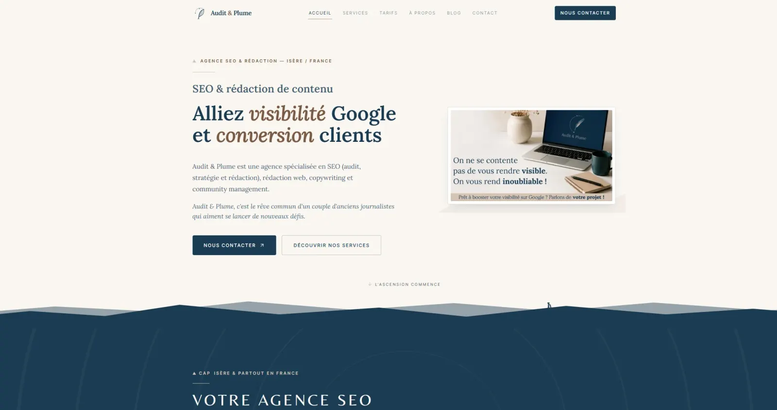 Aperçu du site Audit & Plume