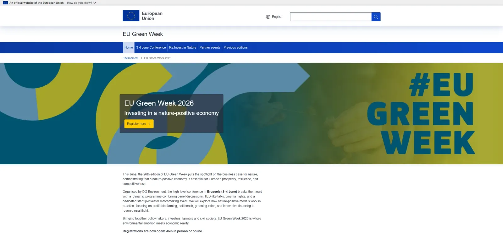 Aperçu du site EU Green Week